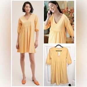NWT Mango MNG Cotton Oversized Mini Dress Pastel Orange Yellow Size 2 Brand New